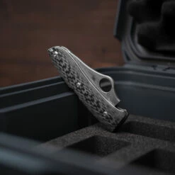 Spyderco SpyOpera Carbon Fiber Damasteel Sprint Run PlainEdge -KNIFE LOUNGE Sales Spyderco 6