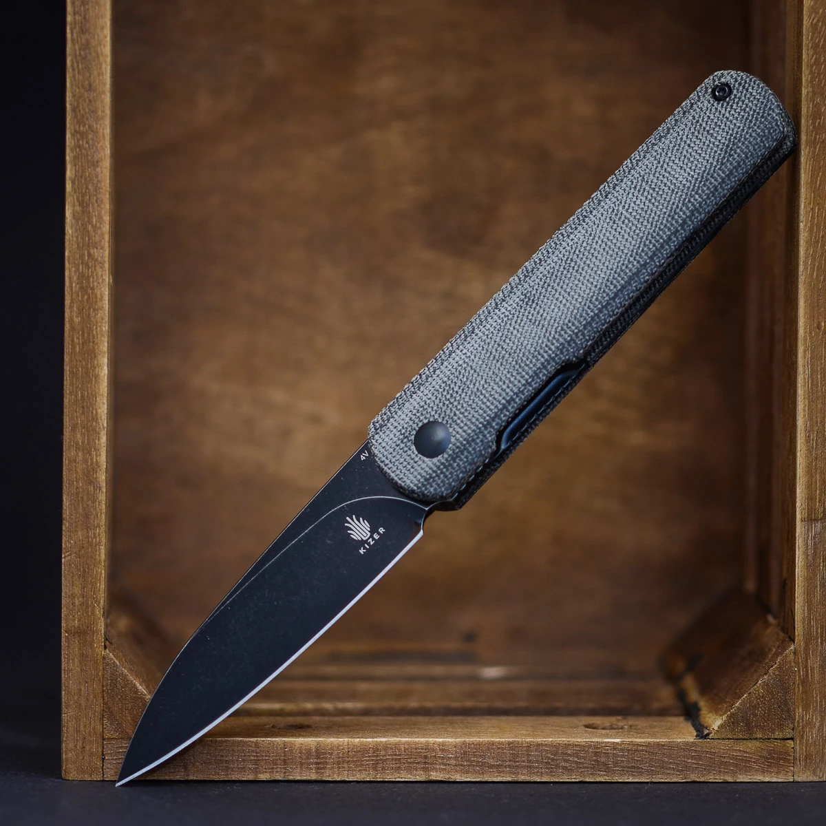 Kizer X Justin Lundquist Feist XL Black Micarta 3 Kizer X Justin Lundquist Feist XL Black Micarta