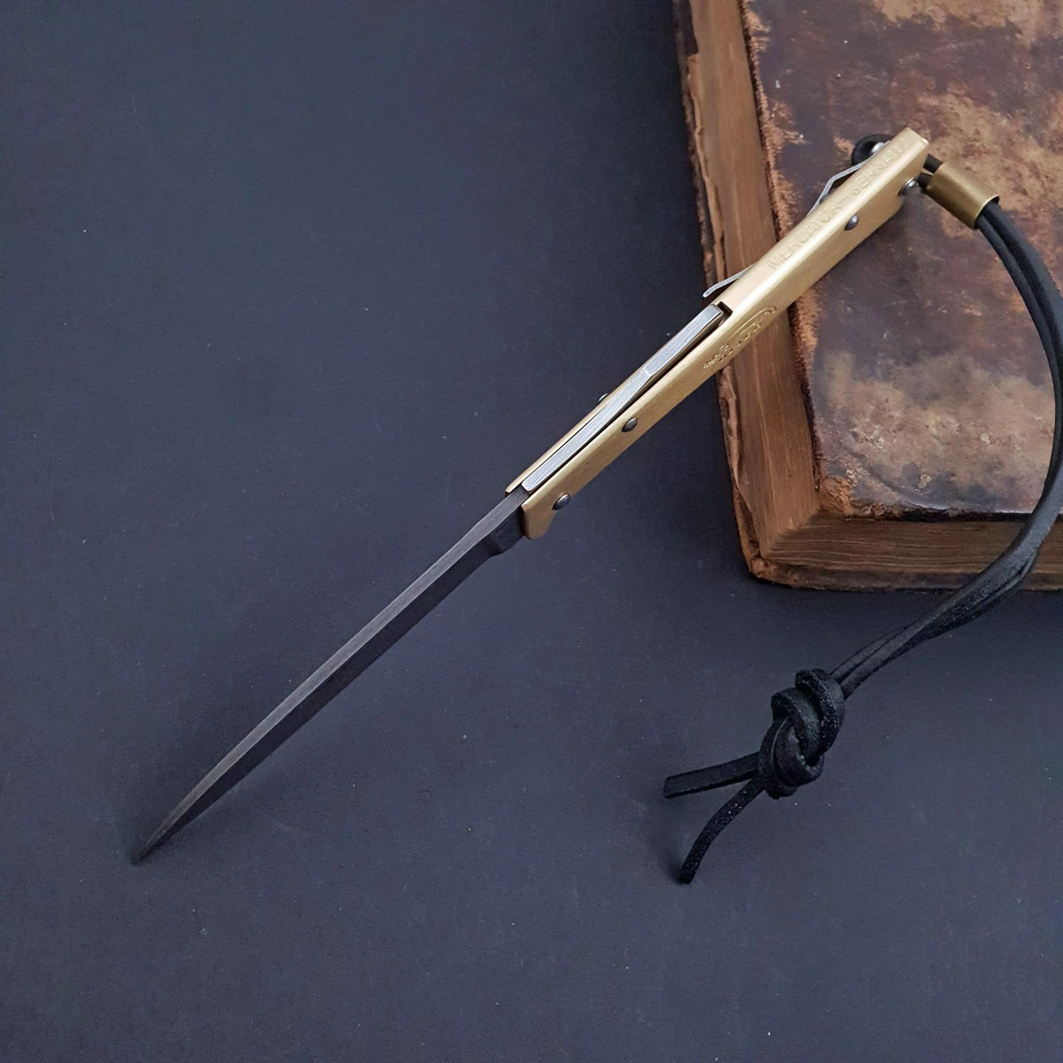 Otter Mercator Brass Damascus With Clip 4 Otter Mercator Brass Damascus With Clip - Image 2