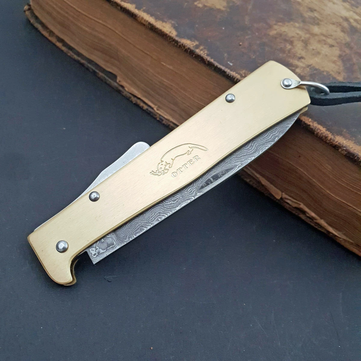 Otter Mercator Brass Damascus With Clip 5 Otter Mercator Brass Damascus With Clip - Image 3