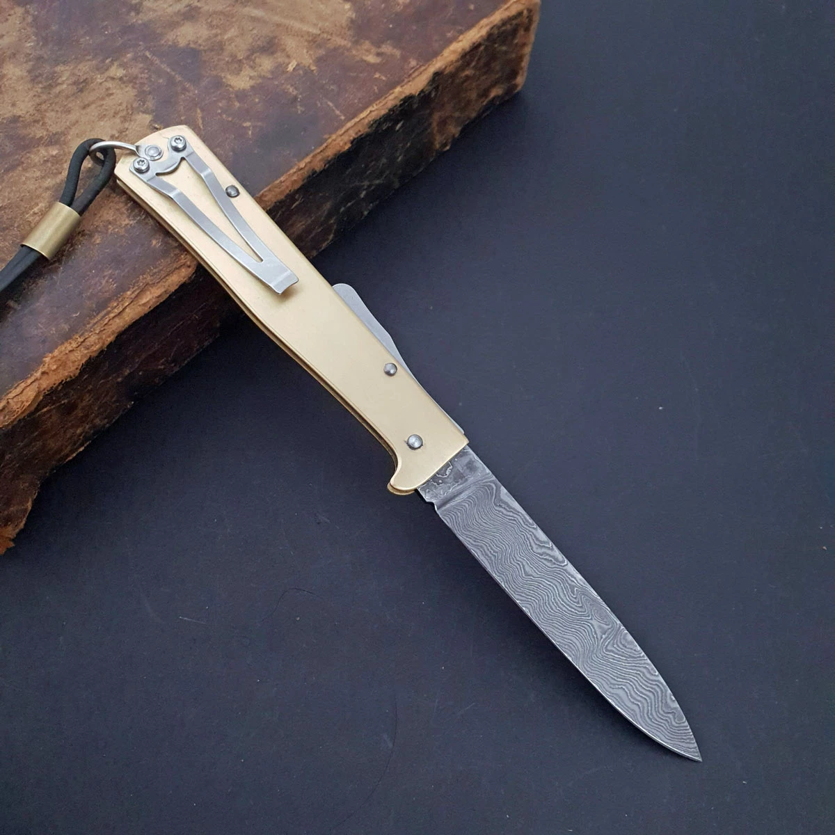 Otter Mercator Brass Damascus With Clip 6 Otter Mercator Brass Damascus With Clip - Image 4
