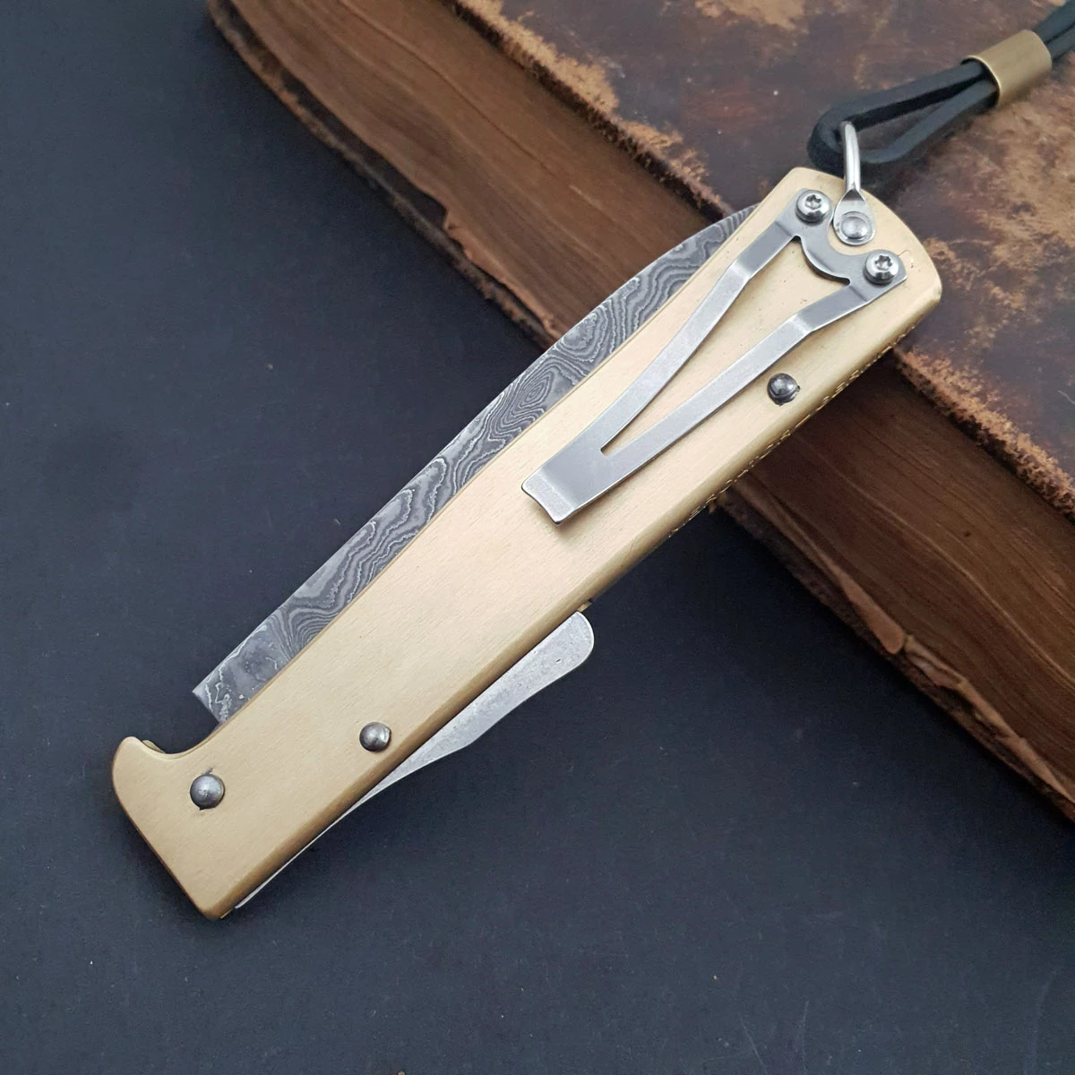 Otter Mercator Brass Damascus With Clip 7 Otter Mercator Brass Damascus With Clip - Image 5