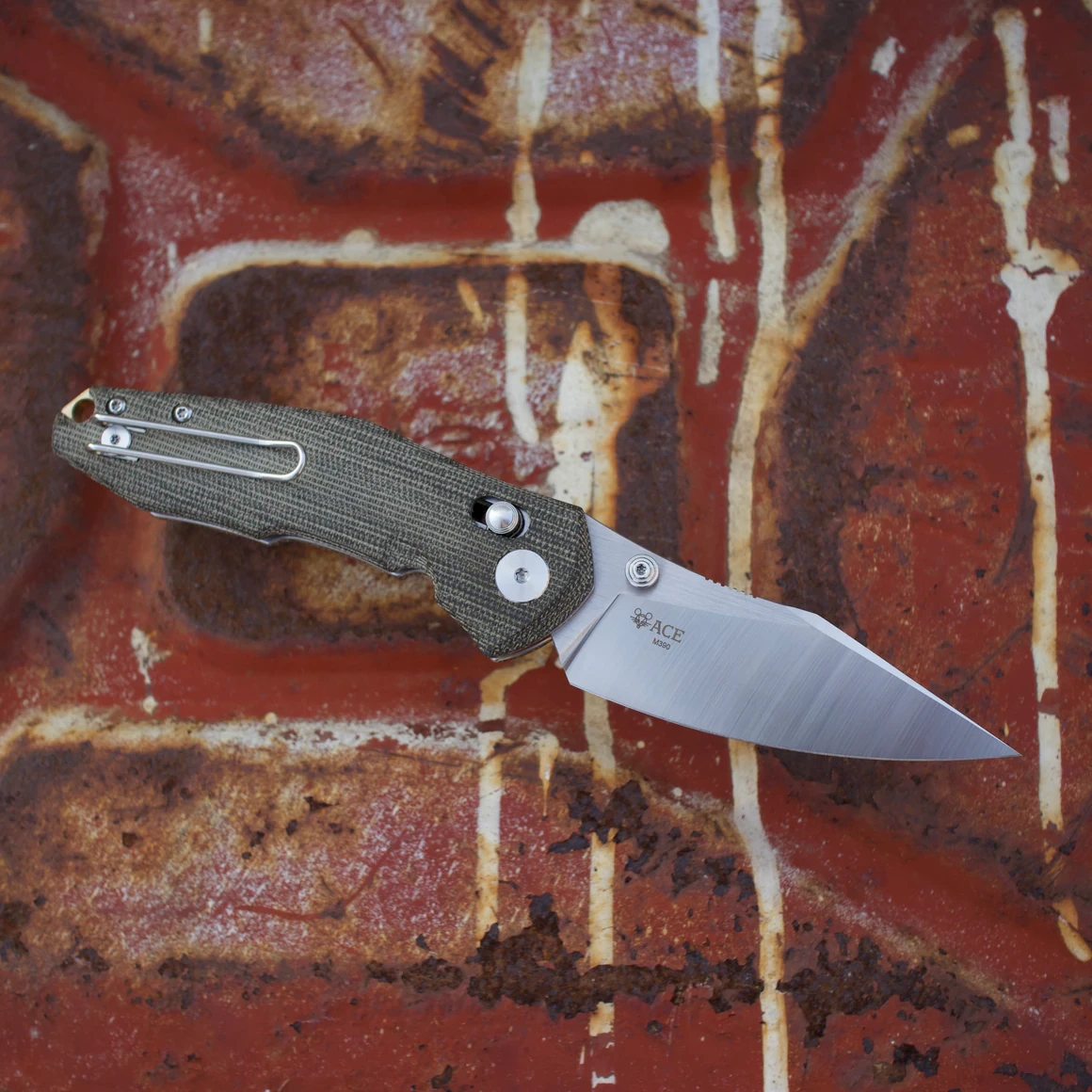 GiantMouse ACE Nazca Green Canvas Micarta 4 GiantMouse ACE Nazca Green Canvas Micarta - Image 2