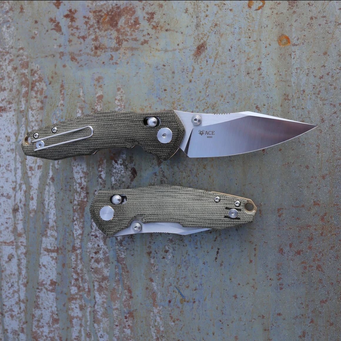 GiantMouse ACE Nazca Green Canvas Micarta 5 GiantMouse ACE Nazca Green Canvas Micarta - Image 3