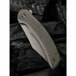 WE Knife Snick Gray Titanium Handle & Dark Green Micarta Inlay -KNIFE LOUNGE Sales we knife snick cpm 20cv stahl stonewashed titan mit micarta inlay grau dunkelgruen 5