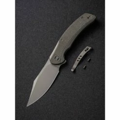 WE Knife Snick Gray Titanium Handle & Dark Green Micarta Inlay -KNIFE LOUNGE Sales we knife snick cpm 20cv stahl stonewashed titan mit micarta inlay grau dunkelgruen 6