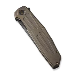 WE Knife Shadowfire Titanium Bronze -KNIFE LOUNGE Sales weknife shadowfire flipper knife bronze titanium handle 397 black stonewashed bevels black brushed flats cpm 20cv blade we22035 3 290486 500x
